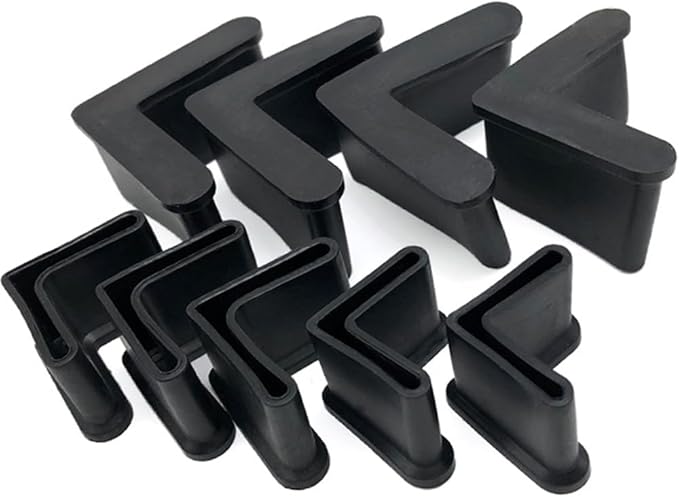 16 Pcs 2" x 2" (50mm x 50mm) L Shaped Rubber Angle Iron Caps, Furniture Angle Iron Foot Pads Furniture Rubber Leg Covers, Black