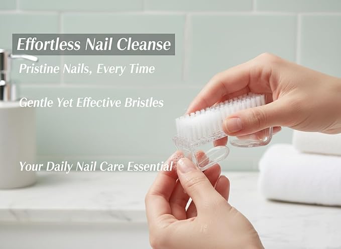 3Pcs Different Kinds of Fingernail brush with Plastic Handle Nail brush for cleaning Fingernails - Easy to use Nail Scrub brush - Nail Cleaner Nail brushes for Hands Feet(transparency)