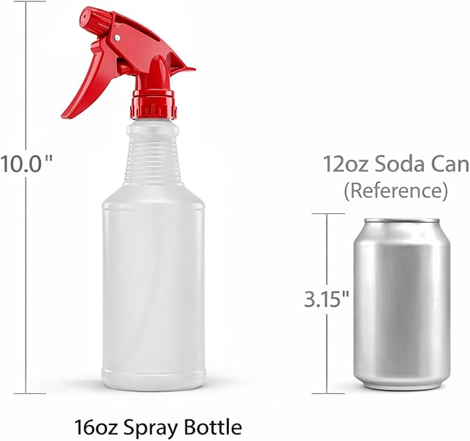 Bar5F Spray Bottles, 16 Oz, 4 Pack, Chemical-Resistant HDPE, BPA-Free, Non-Toxic, Red Trigger Sprayers, Refillable Empty Sprayer Bottle for Cleaning Solutions, Vinegar, Alcohol, Made in USA