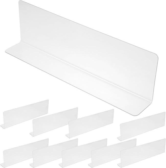RUNROTOO Shelf Dividers -Shaped Flexible PVC Organizers for Closet, Retail Shelves and Dresser Storage
