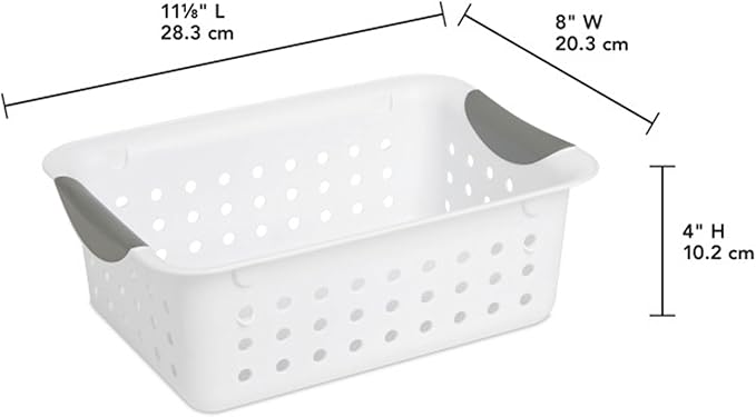 Sterilite 36-Pack Ultra Basket, Open Plastic Bins, Countertop, Cabinet and Closet Organizer, White, Small