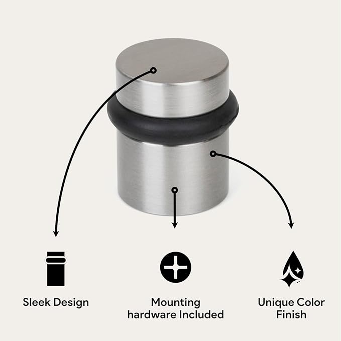 Mega Handles Floor Door Stopper, Quickly Installed Wall Protector, Wall Protectors from Door Knobs, Floor Door Stop with Mounting Hardware Included - Satin Nickel - 1.5 Inch