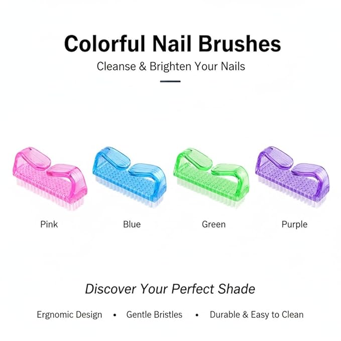 3Pcs Different Kinds of Fingernail brush with Plastic Handle Nail brush for cleaning Fingernails - Easy to use Nail Scrub brush - Nail Cleaner Nail brushes for Hands Feet(pink)