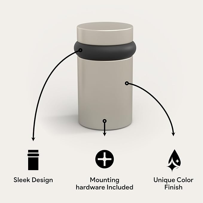 Mega Handles Floor Door Stopper, Quickly Installed Wall Protector, Wall Protectors from Door Knobs, Floor Door Stop with Mounting Hardware Included - Satin Nickel - 2 Inch