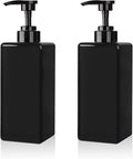 Hand Soap Dispenser, Plastic Pump Bottles, Refillable Empty Lotion Dispenser Liquid Container for Bathroom Kitchen College Dorm, 22 oz 2 Pack Black