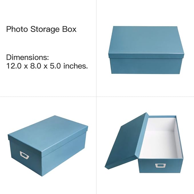 novelinks Photo Case 4" x 6" Photo Storage Box, 10 Inner Picture Storage Containers & Photo Organizer Cases, Portable Photo Craft Keeper for Photos, Crafts, Cards (Sky Blue, 2Pack)