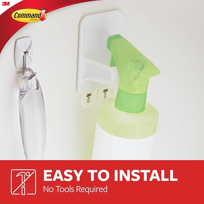 Command Spray Bottle Hangers, Holds up to 32 fl oz, 2 Hangers with 4 Strips, Damage-Free Spray Bottle Holder Wall Mount to Cabinet, Kitchen, or Under Sink