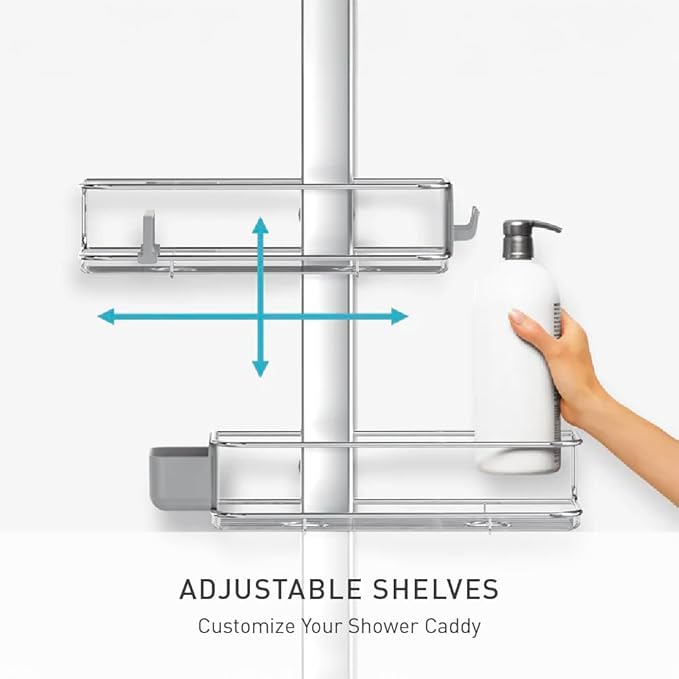simplehuman Adjustable Shower Caddy, Stainless Steel and Anodized Aluminum