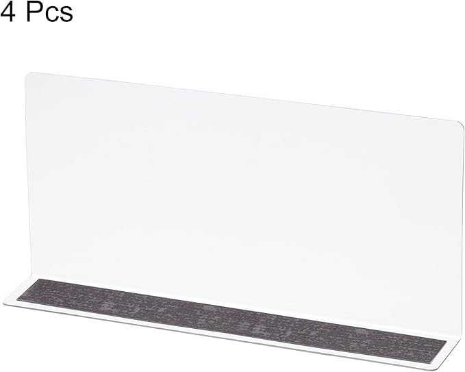 MECCANIXITY L Type Shelf Dividers, PVC Clear Closet Shelf Separator Organizer Clapboard for Cabinet Supermarket with Magnetic Strip 25 x 4 x 12cm Pack of 4
