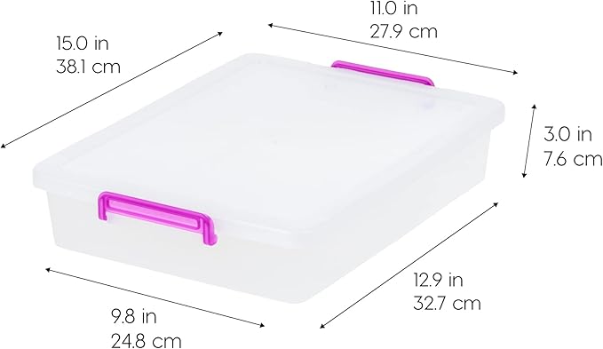 IRIS USA 6 Qt. Plastic Craft Storage Container Bins with Lids, 6 Pack, Small Art & Office Supply Organizer Tote, Sensory Bins & Boxes for Home & University, Stackable, Secure Latch Buckles, Clear
