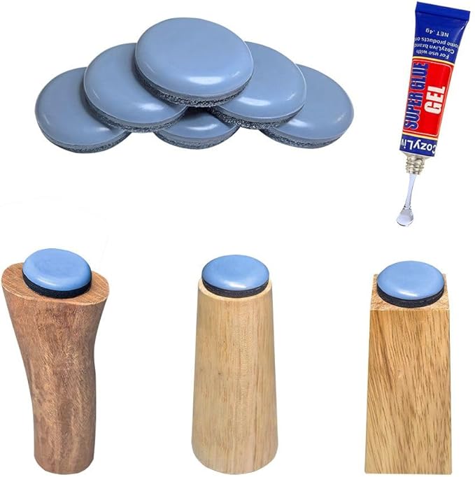 No Lost Pads! Chair Leg Glides (Felt Base) for Thick, Thin & Plush Rugs – Easy Glide, No Wrinkles, Chair Feet, Not Adhesive Backing | 40mm (1.6") Round, 16 Pcs