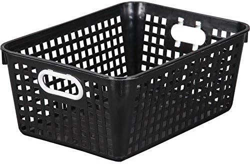 Really Good Stuff Large Plastic Storage Baskets with Handles, 13.75" x 9.75" x 5", Neon Group Colors, for Books & Supplies, Organize Classroom & Home