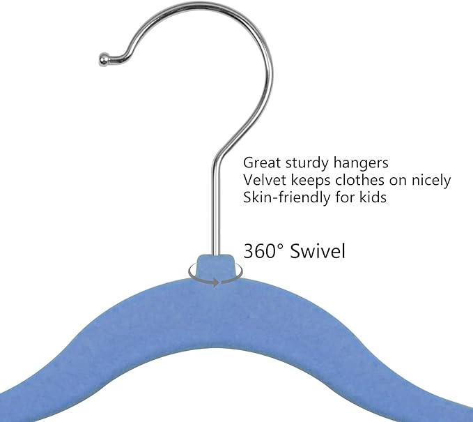 GoodtoU Velvet Baby Hangers for Clothes, Blue Velvet Hangers 50 Pack for Infant, Kids Hanger for Closet