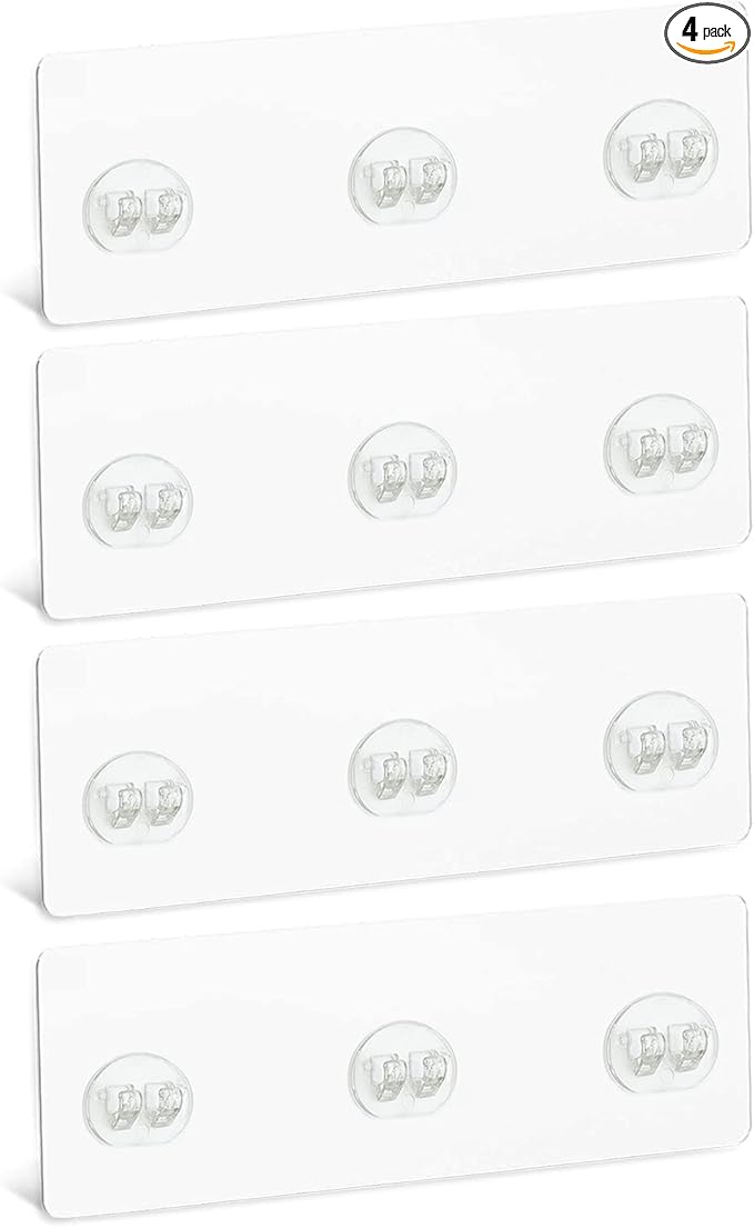 Qiic 4 PCS Corner Shower Caddy Adhesive Sticker Replacement Hook, for Shower Caddy Bathroom Rack Shelf Soap Dish Basket Wall Hanging Hook with Strong Sticky, No Drilling Bath Toilet Kitchen Organizer