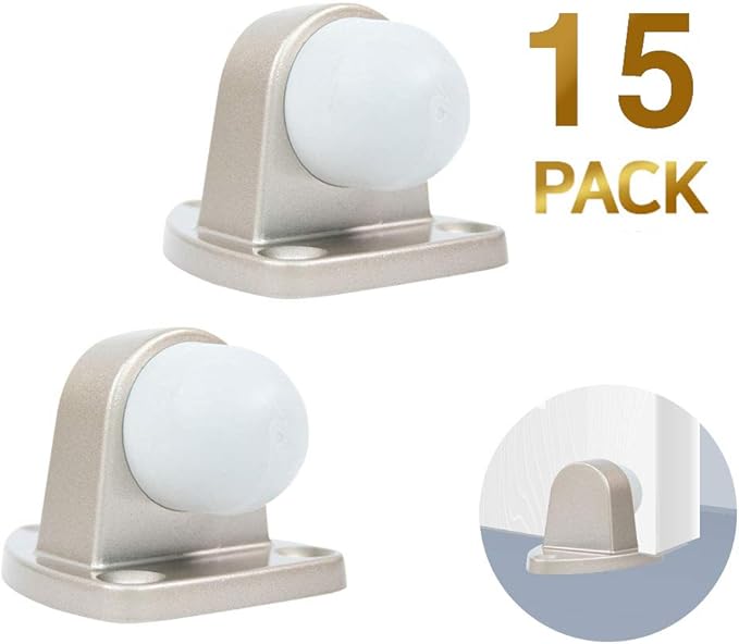 Floor Door Stopper with Rubber pad 2pack, Circle Shaped Door Stopper, Protecting Wall (2.7inch x 15pack, Dark Grey)