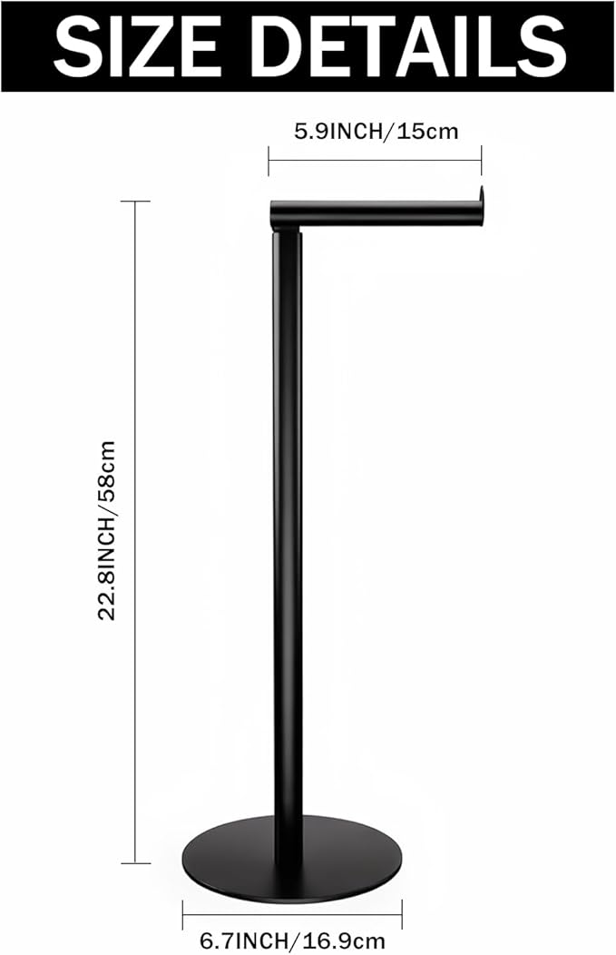 Toilet Paper Holder Stand Free Standing，Holds 5 Rolls, Slim Toilet Paper Holder Modern Floor Tissuse Holder for Bathroom Black