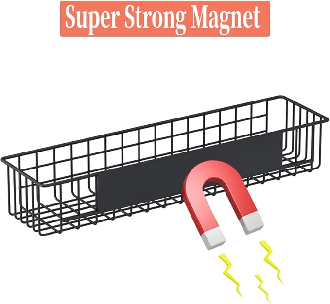 4PCS Magnetic Storage Baskets for Refrigerator, Strongly Magnet Spice Rack, Fridge Storage Shelf, Great for Kitchen and Pantry