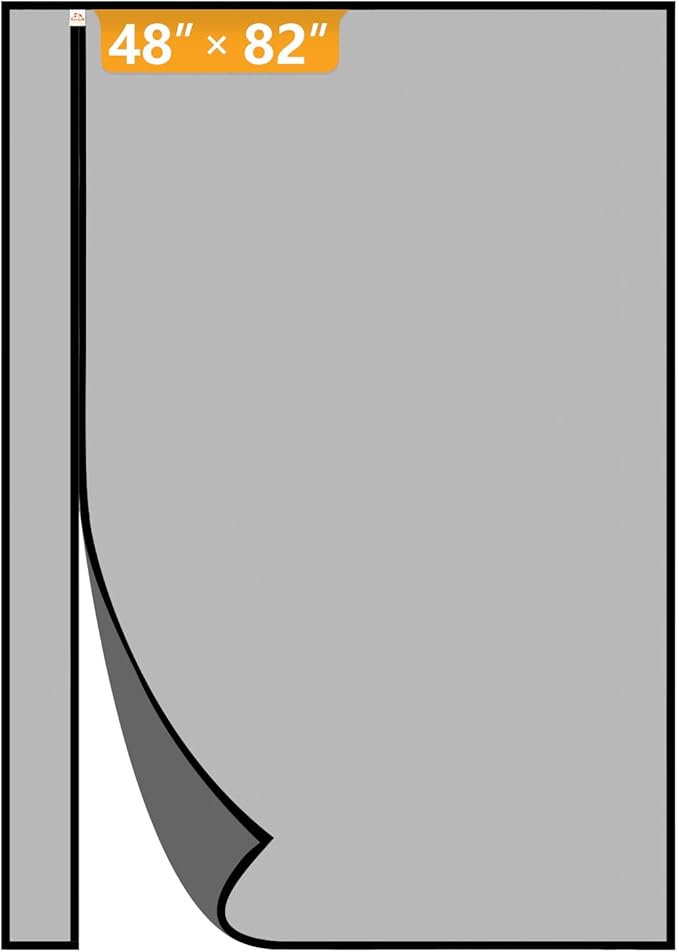 Yotache Reversible Side Opening Magnetic Screen Door Fits Door Size 48 x 82, Reinforced Sewing Mesh for Balcony, French, Sliding Door, Actual Screen Size 50" x 83", Black
