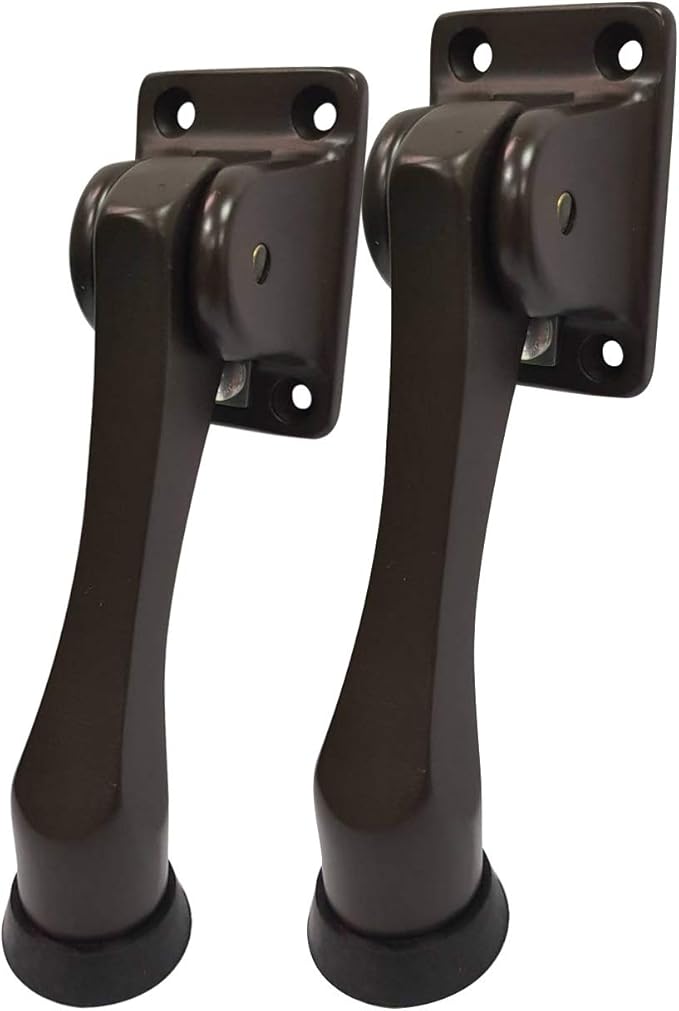 QCAA Solid Brass Drop Down Door Stop, 4", Oil Rubbed Bronze US10B, 2 Pack