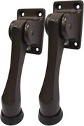 QCAA Solid Brass Drop Down Door Stop, 4", Oil Rubbed Bronze US10B, 2 Pack