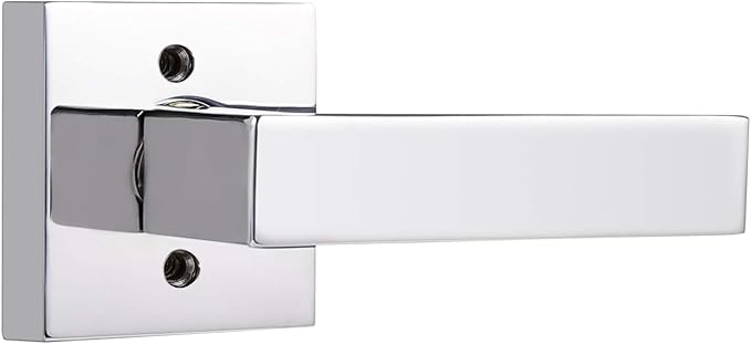 Probrico Heavy Duty Square Single Dummy Door Lever Polished Chrome Decorative Non-Turning Half-Dummy Door Handles for Closet or French Doors(Exposed Screws,1 Pack)