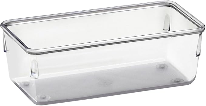 Acrimet Drawer Organizer Modular, Box Tray Storage Bins for Office, Home, Makeup, Kitchen, Junk Drawer (4 Pieces) (Clear Crystal Plastic)