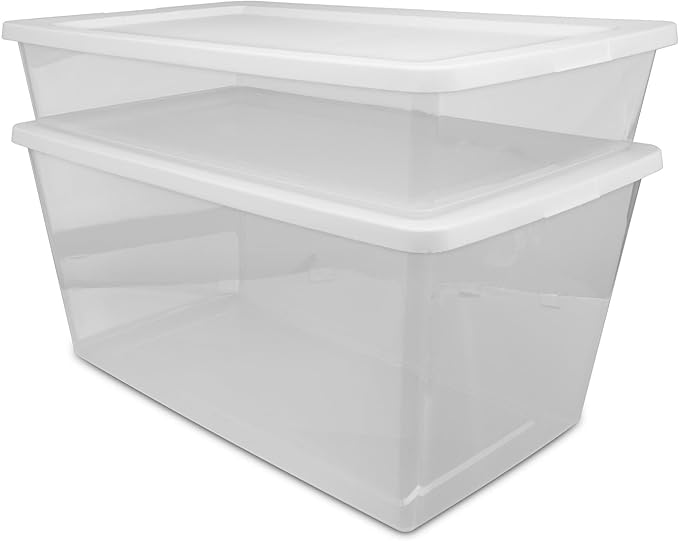2-Pack 90 Quart Clear Plastic Storage Bin, Stackable Storage Bins, Multipurpose Organizer for Home, Office, Bedroom