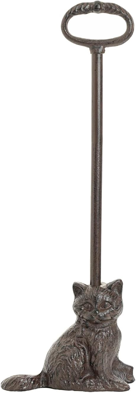 Sungmor Portable Door Stopper Wedge, 21.6" Tall Lovely Cat Door Holder, Cast Iron Heavy Duty Animal Statue Door Stops with Handle, Antique Style Decorative Ornaments for Home or Yard