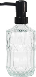 Clear Glass Soap Dispenser with Black Pump, 15oz Liquid Hand Dispenser, Refillable Lotion Dish Soap Dispenser for Modern Home Decor, Bathroom, Kitchen Countertop, Hotel