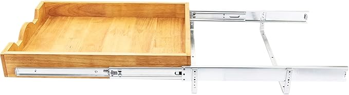 DINDON Pull Out Cabinet Organizer (17" W x 18" D) 1 Tier，Single Tier Oak Wood Under Cabinet Slide Out Shelf Drawer Box…
