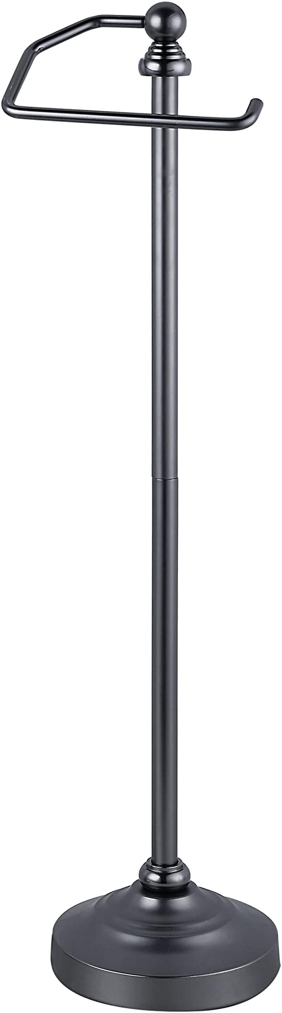 SunnyPoint Deluxe Free Standing Heavy Weighted Toilet Tissue Paper Roll Holder Stand (Black Nickel)
