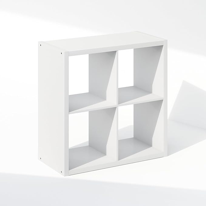 Furinno Cubic Closet Organizers and Storage, 4-Cube Closet Organizer, Open Shelf Closet Storage, Extra Thick Frame for Wardrobe, Bedroom, Living Room, White