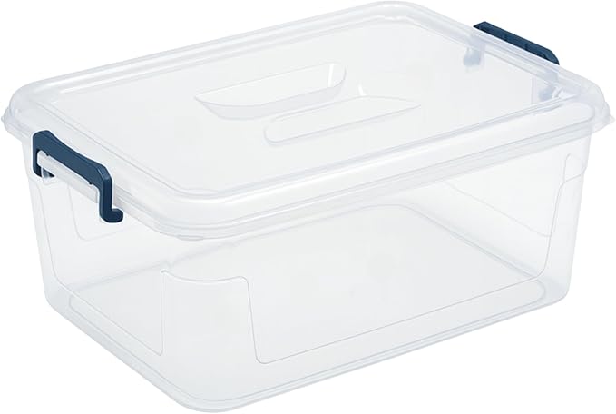 Tribello Clear Storage Bins with Lids, Stackable Plastic Storage Containers for Home Organization – Totes for Closet and Underbed Storage, 16 Quarts
