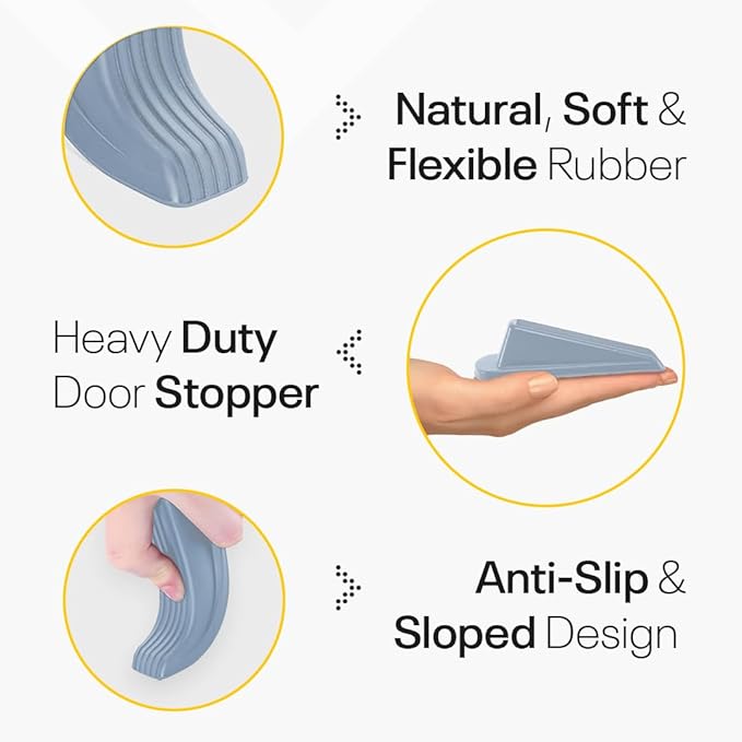 Door Stoppers for Bottom of Door – Rubber Door Stopper Wedge – Pack of 4 – Door Stop – Door Stoppers – Doorstop – Door Wedge – Doorstops for Inside Door – Ideal for Homes, Schools, Offices, Workshops