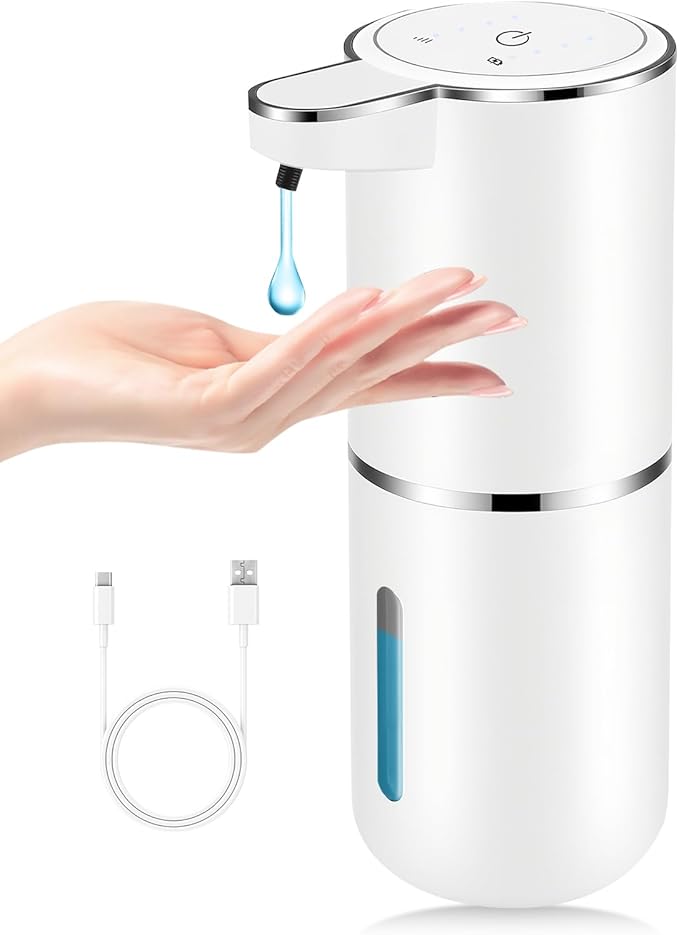 Automatic Soap Dispenser Touchless,Liquid Soap Dispenser with 4 Adjustable Levels,12.8oz USB Rechargeable and Wall Mounted,Smart Hand Soap Dispenser for Bathroom,Kitchen Sink,Dish Soap
