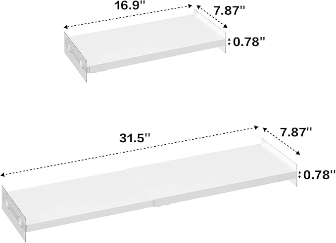 WEJIPP Closet Shelf Organizer Expandable Cabinet Tension Shelf Divider Heavy Duty Metal DIY Shelf Separator for Wardrobe Cupboard Cabinet Pantry Kitchen Bathroom,White,2packs