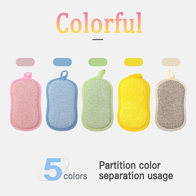 Dish Sponge Kitchen Sponges,Scrub Sponges,Double Sided Cleaning,Non Scratch,Ultra fine Fiber Wiping+Stainless Steel Wire to Remove Stubborn Stains,Durable Thickening (Large 12-Pack)