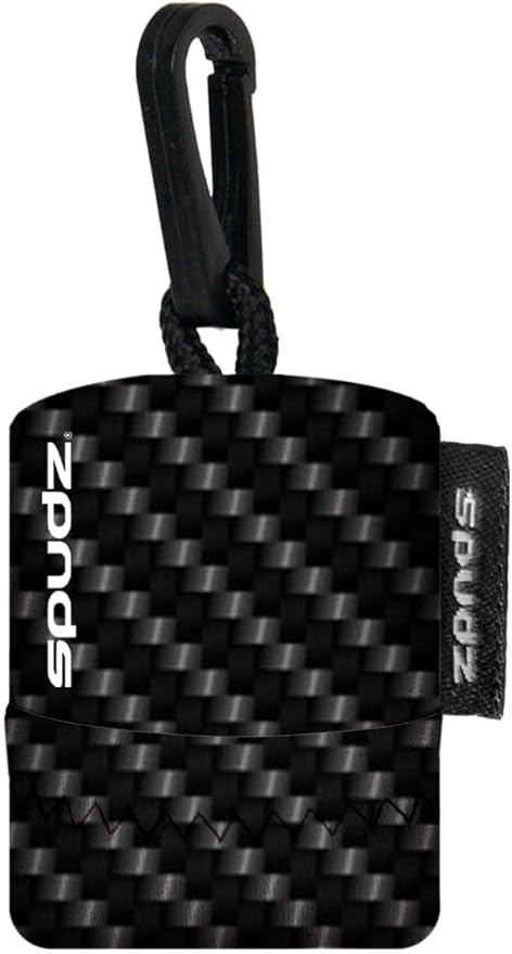 SPUDZ Ultra Microfiber Lens Cleaner – Closable Pouch, Clip-On, Washable – for Optics, Scopes, Glasses | Carbon Fiber, 6 x 6 Inch