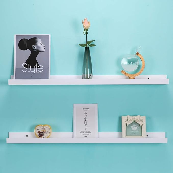 AZSKY 36 Inch Picture Ledge Shelf Floating Shelves Wall Mounted Set of 2 White