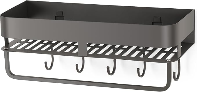 CIBOTIES Shower Caddy, 15.7 inch Stainless Steel Shower Shelves for Inside Shower with Hooks & Towel Bar - Space-Saving Bathroom Organizers and Storage for Showers, Kitchens