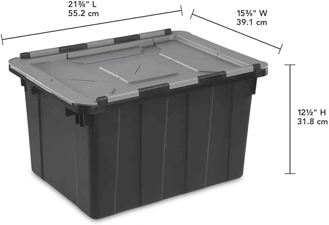 （2-Pack） 48QT Plastic Storage Box with Lid, Large Capacity Lidded, Heavy Duty Container for Home, Office, Warehouse & Business。