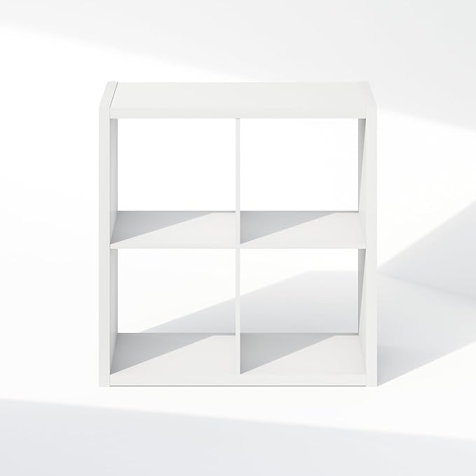 Furinno Cubic Closet Organizers and Storage, 4-Cube Closet Organizer, Open Shelf Closet Storage, Extra Thick Frame for Wardrobe, Bedroom, Living Room, White