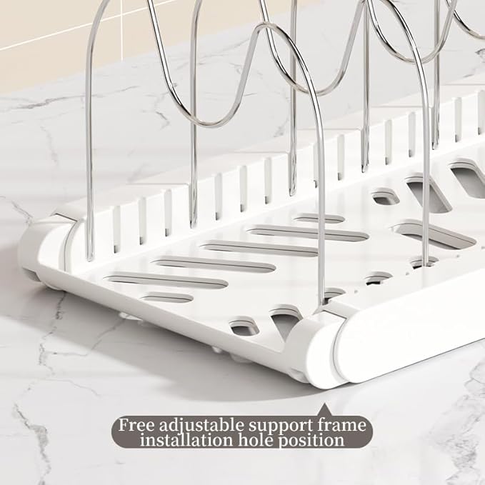 Pot Rack -Expandable Pan Organizer for Cabinet,Pot Lid Holder with 7 Adjustable Compartment for Kitchen Cabinet Cookware Baking Frying Rack,2Pack,Apricot