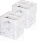 Diatomite Toothbrush Holders for Bathrooms, Electric Toothbrush and Toothpaste Holder 3 Slots Tooth Brush Organizer for Bathroom Countertop, Shower, Vanity, 2 Pack, Marble White