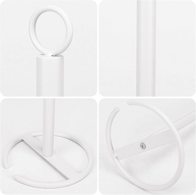 NearMoon Bath Toilet Paper Holder Stand, Freestanding Tissue Paper Storage with Reserve, Space Toilet 4 Rolls Holder for Bathroom/Kitchen Countertop-All Metal (1 Pack, White)