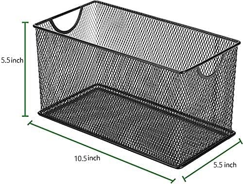 Set of 3 Household Wire Mesh Metal Steel Storage Basket Organizer CD Storage Boxes Organizer Bin Container Tote with Handles for Home Office 10.5" x 5.5" x 5.5"