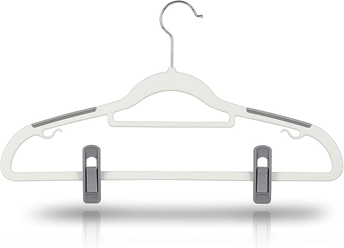 Tinfol Grey Pant Hanger Clips 80pc, Multi-Purpose Finger Clip, Strong Pinch Grip Plastic Clips for Slim-line Clothes Hangers