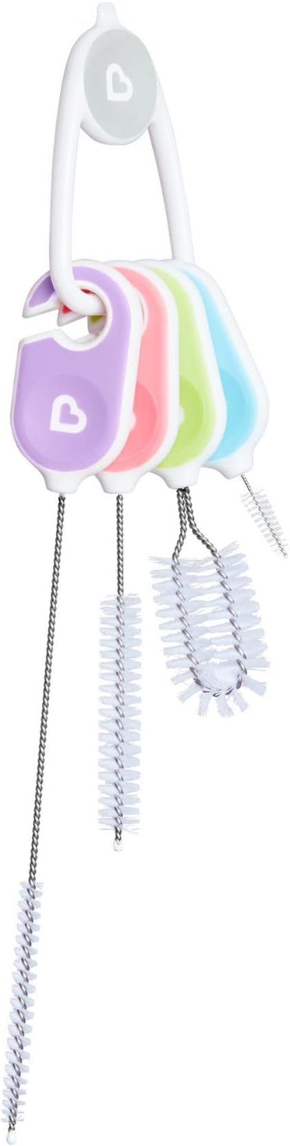 Munchkin® Details™ Bottle and Cup Cleaning Brush 4 Piece Set with Key Ring,(Pack of 12)
