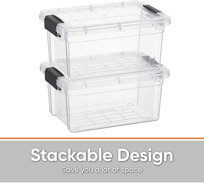 Superio Clear Storage Boxes with Lids, 3.5 Quart Plastic Container Bins for Organizing, Stackable Crates, BPA Free, Non Toxic, Odor Free, Organizers for Home, Office and Dorm, 3 Pack