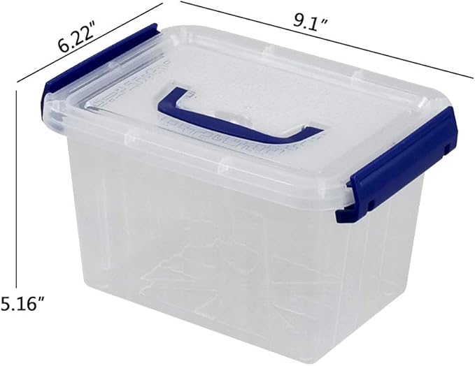EudokkyNA 6-Pack 3 Liter Storage Box, Small Plastic Bin with Handle